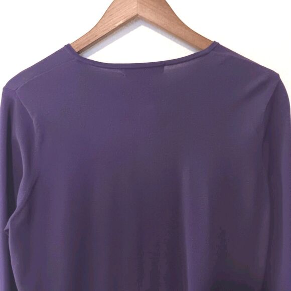 August Silk XL Silk Blend Button-Front Cardigan Sweater Purple Knit Rayon - Picture 7 of 11